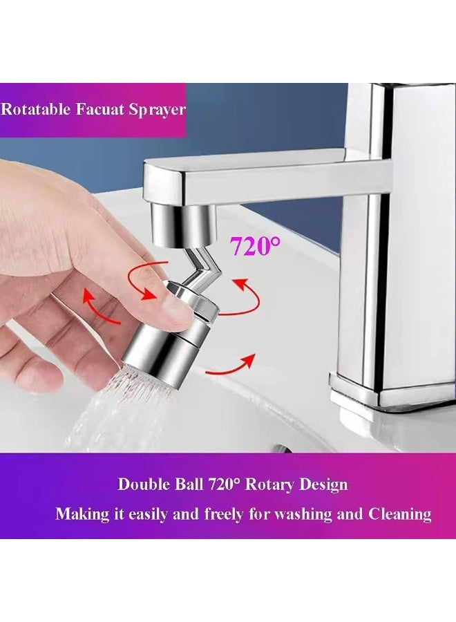 مصفاة وصنبور دوار عالمي 720° – موزع ماء مقاوم للرذاذ مع وضعين لتدفق المياه وفلتر شبكي بأربع طبقات للحمام والمطبخ - Image 2