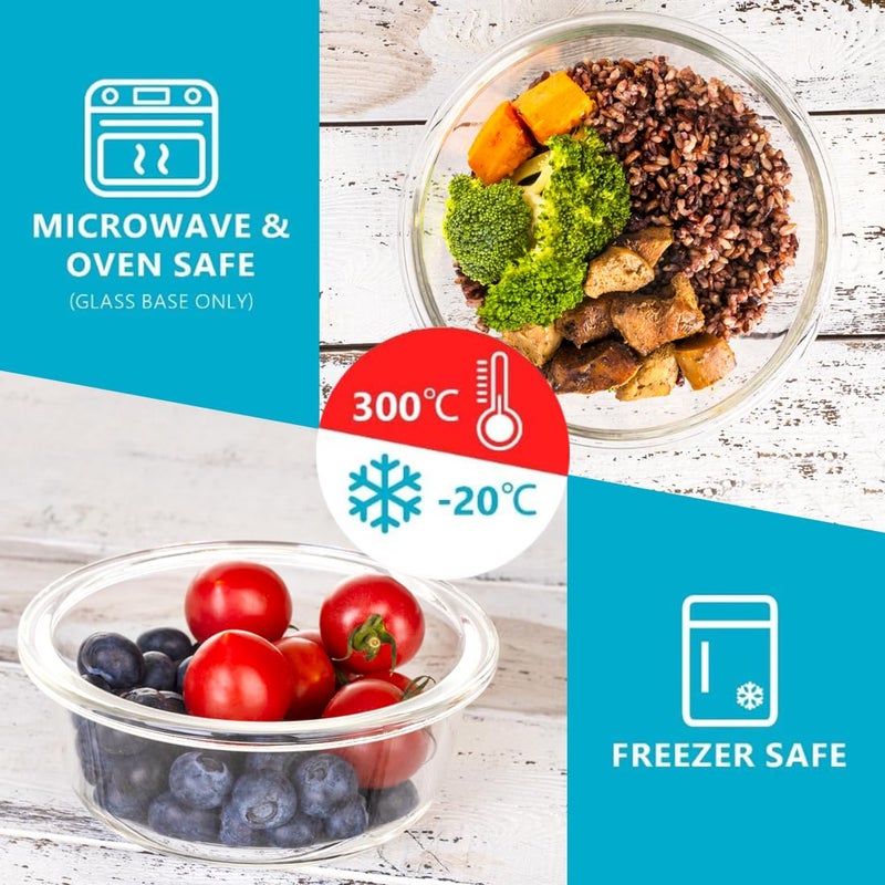 Igluu Meal Prep Round Glass Containers with Air Vent Lids (5 Pack+Extra Lid) â€“ Airtight & BPA-Free â€“ Oven, Microwave, Freezer and Dishwasher Safe â€“ 32oz â€“ Durable Borosilicate Glass - Image 3