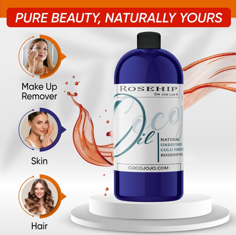 cocojojo Rosehip Oil for Face Cold Pressed Unrefined cocojojo - 100% Pure Rose Hip Seed Oil 32 oz for Skin, Hair, Massage, Facial - Therapeutic Grade - Image 4