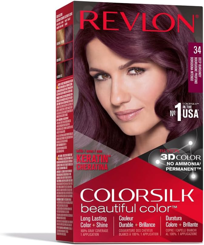 REVLON COLORSILK PERMANENT HAIR COLOUR DEEP BURGUNDY 34