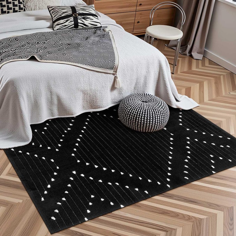 LIVEBOX Boho 4x6 Washable Rug for Bedroom,Black and White Living Room Rugs, Moroccan Cotton Woven Indoor Carpet,Large Throw Area Rug for Entryway Dining Room Porch - Image 5