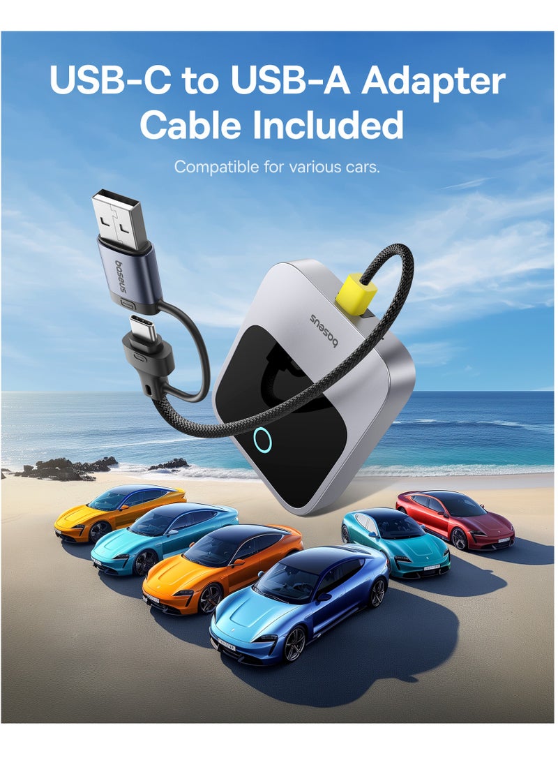 Baseus - Wireless CarPlay Adapter for iPhone, Bluetooth 5.0 Dongle Converts Wired CarPlay to Wireless for 2016+ Cars, Compatible with iOS 10-17. Enjoy seamless connectivity, simplified access to apps, music, and navigation while you drive - Image 1