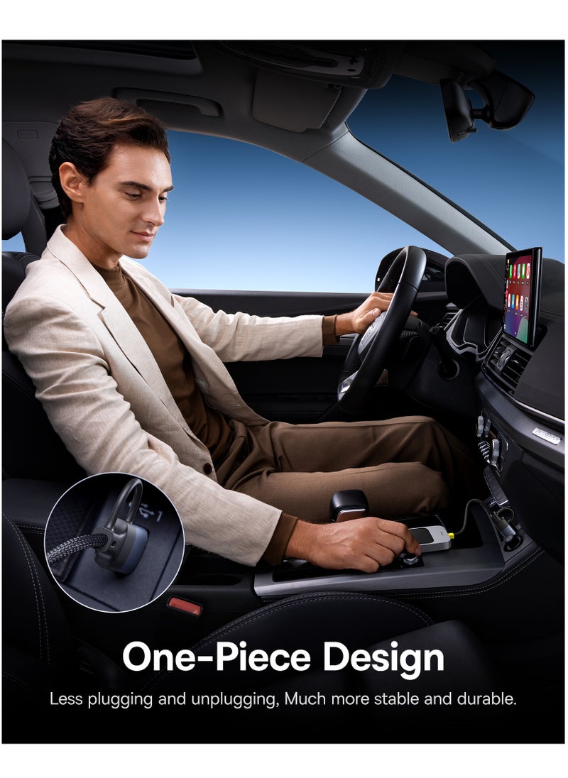 Baseus - Wireless CarPlay Adapter for iPhone, Bluetooth 5.0 Dongle Converts Wired CarPlay to Wireless for 2016+ Cars, Compatible with iOS 10-17. Enjoy seamless connectivity, simplified access to apps, music, and navigation while you drive - Image 1