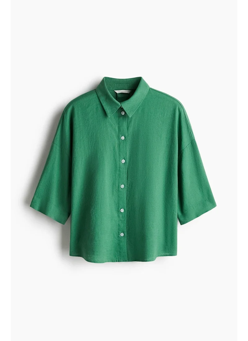 اتش اند ام Linen-blend shirt