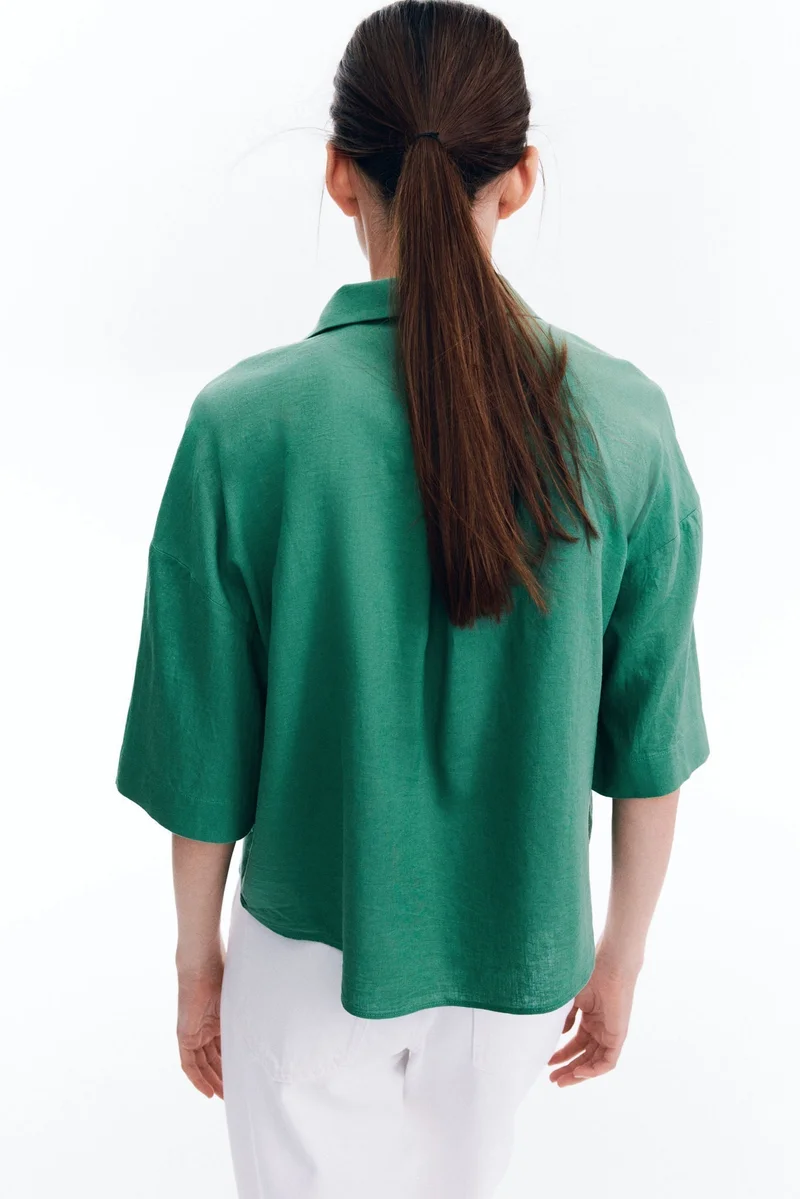 اتش اند ام قميص كتان ممزوج