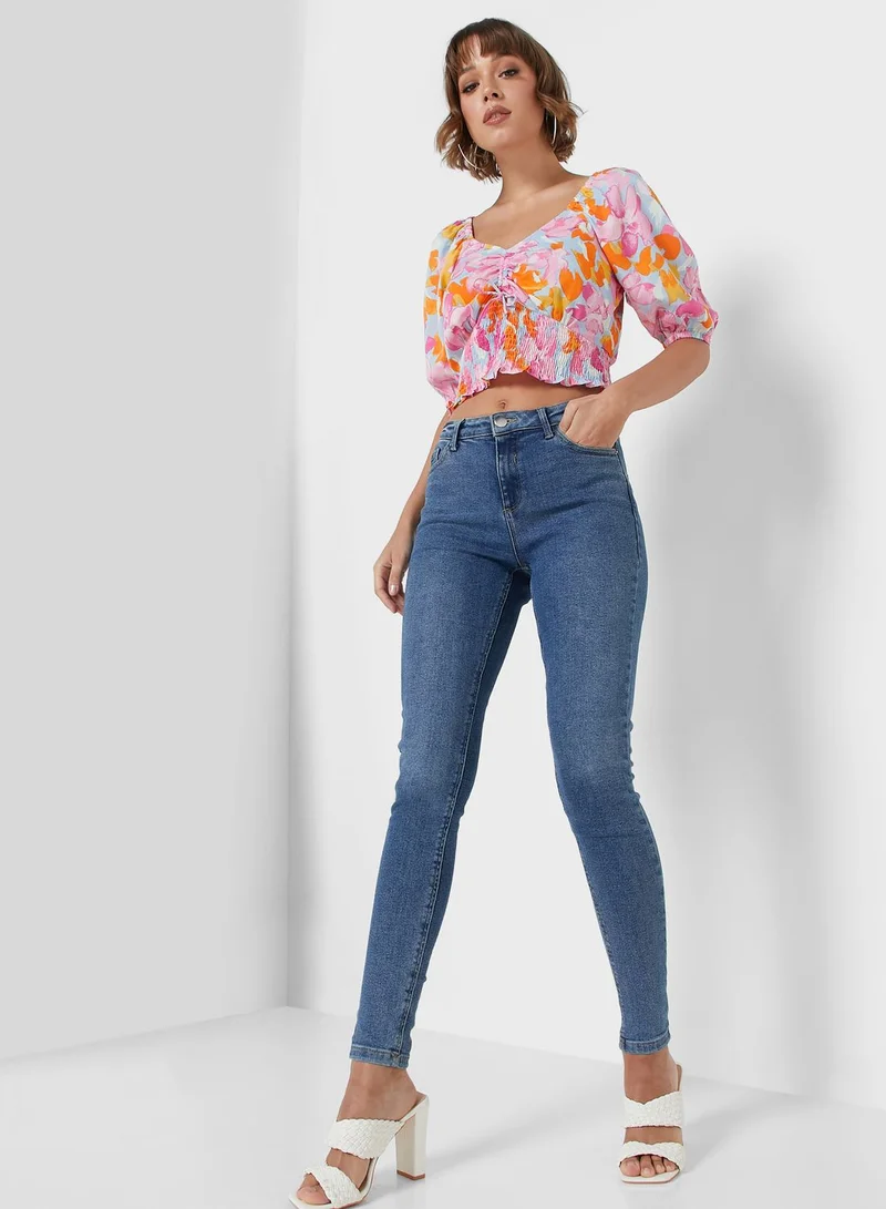 VERO MODA V-Neck Printed Crop Top