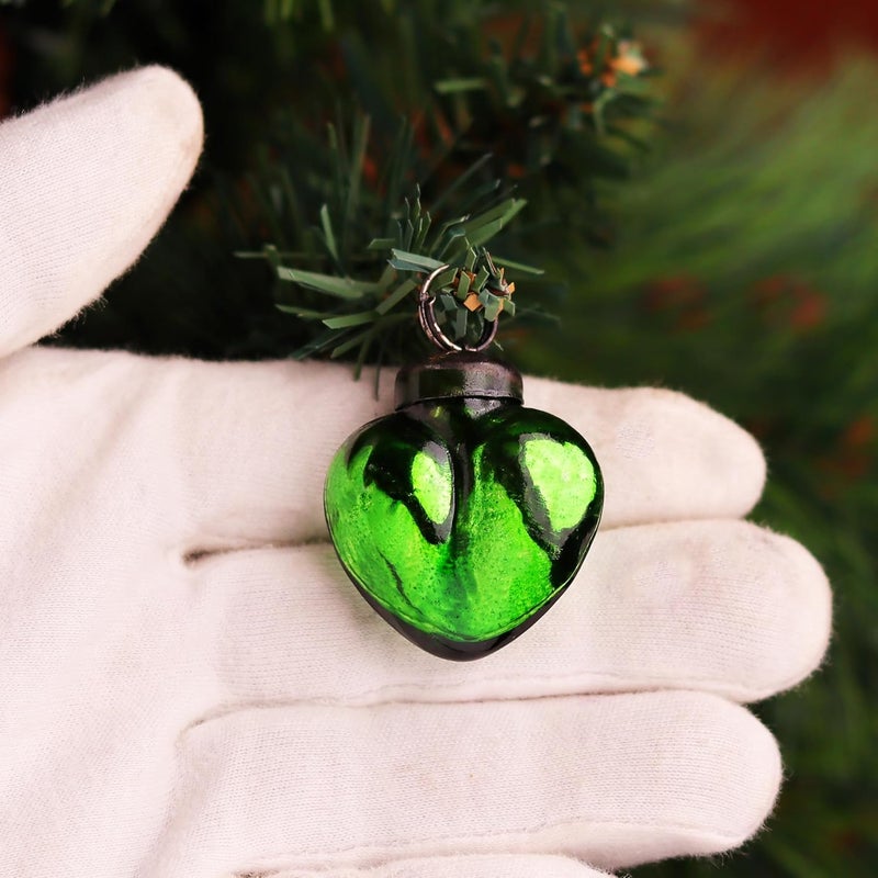 Indian-Shelf 300 Pieces Glass Red Green Christmas Ornaments Decorative Mercury Mini Vintage Bulk Hanging Ornaments for Halloween Christmas Tree New Year Valentine Day Holidays Event and Wedding Party Decor - Image 4