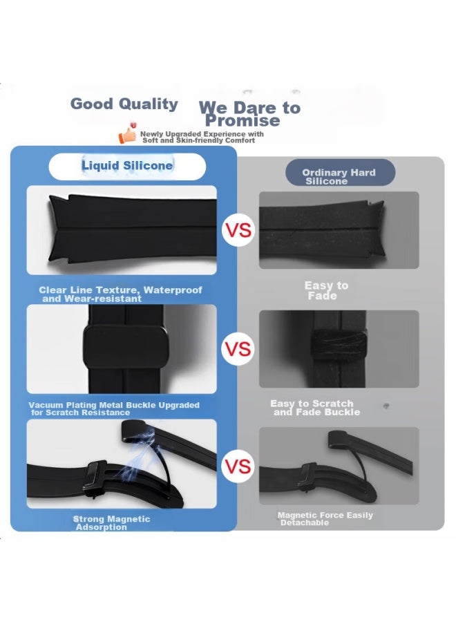 Watchbond Magnetic Folding Buckle Silicone Watch Strap Compatible With Huawei Watch Gt5/gt4/gt3/gt2/watch4/3/2/pro, Replacement Band For Gt5pro Men's Sports Style 46mm Wristband - Image 1