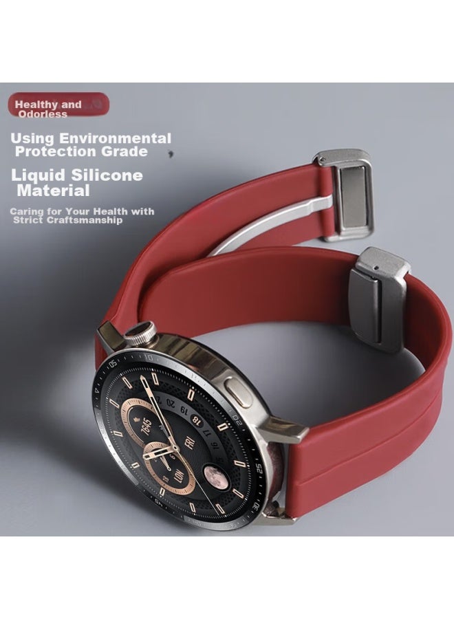 Watchbond Magnetic Folding Buckle Silicone Watch Strap Compatible With Huawei Watch Gt5/gt4/gt3/gt2/watch4/3/2/pro, Replacement Band For Gt5pro Men's Sports Style 46mm Wristband - Image 2