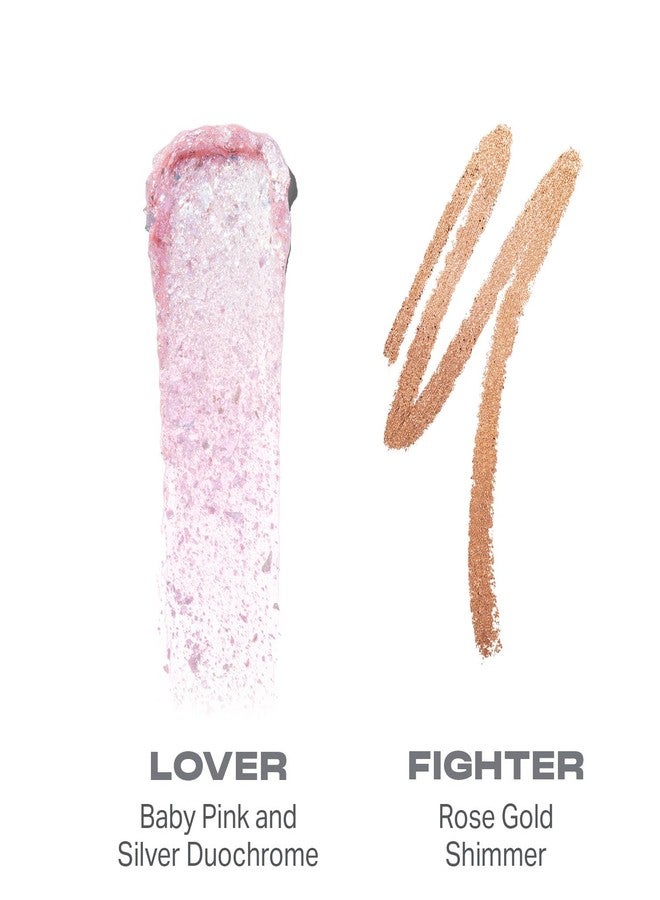 Morphe قلم ظلال العيون المزدوج من مورفي - صبغة ظلال العيون الكريمية ورقائق السائل الكروم لمظهر مكياج عيون جريء ومتعدد الطبقات - عاشق/مقاتل (0.96 أونصة)  - Image 2