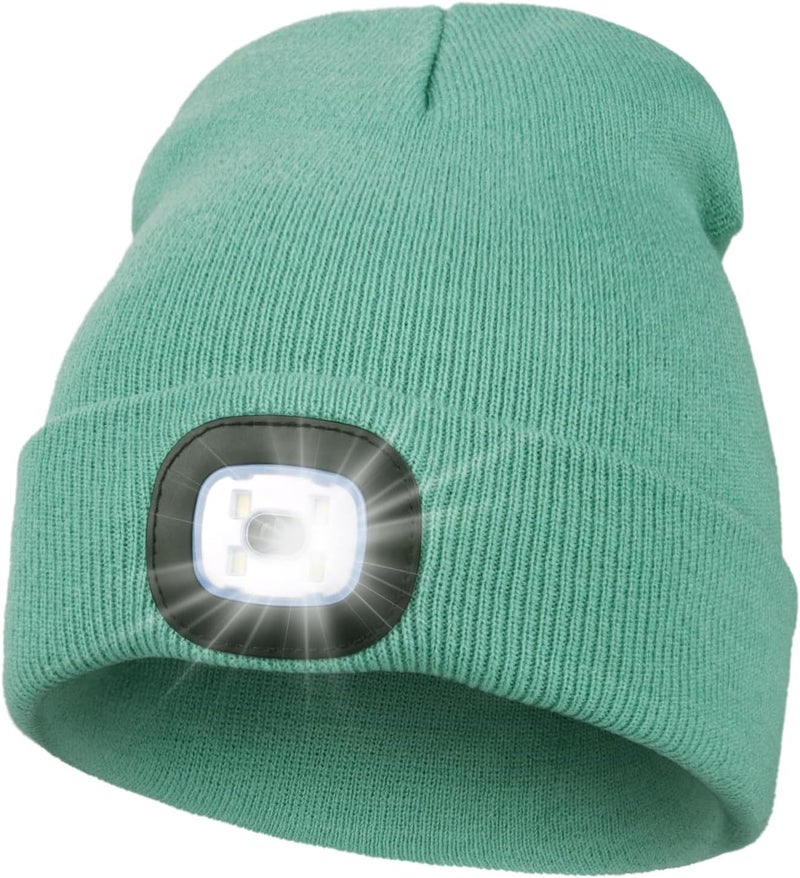MELASA Unisex Hat with Light, USB Rechargeable Hands Free Headlamp LED Beanie, Winter Gifts for Men Dad Father Husband Him - Image 1