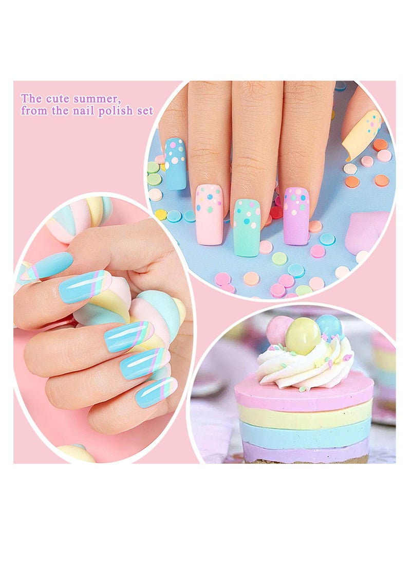 طلاء أظافر هلامي ب pastel، 6 ألوان ألوان فاتحة ربيع صيف، طلاء هلام ب pastel، مجموعة طلاء أظافر وردية زرقاء برتقالية بنفسجية صفراء خضراء، سلسلة حلوى ماكرون، نقع-off UV LED فن أظافر DIY - Image 5