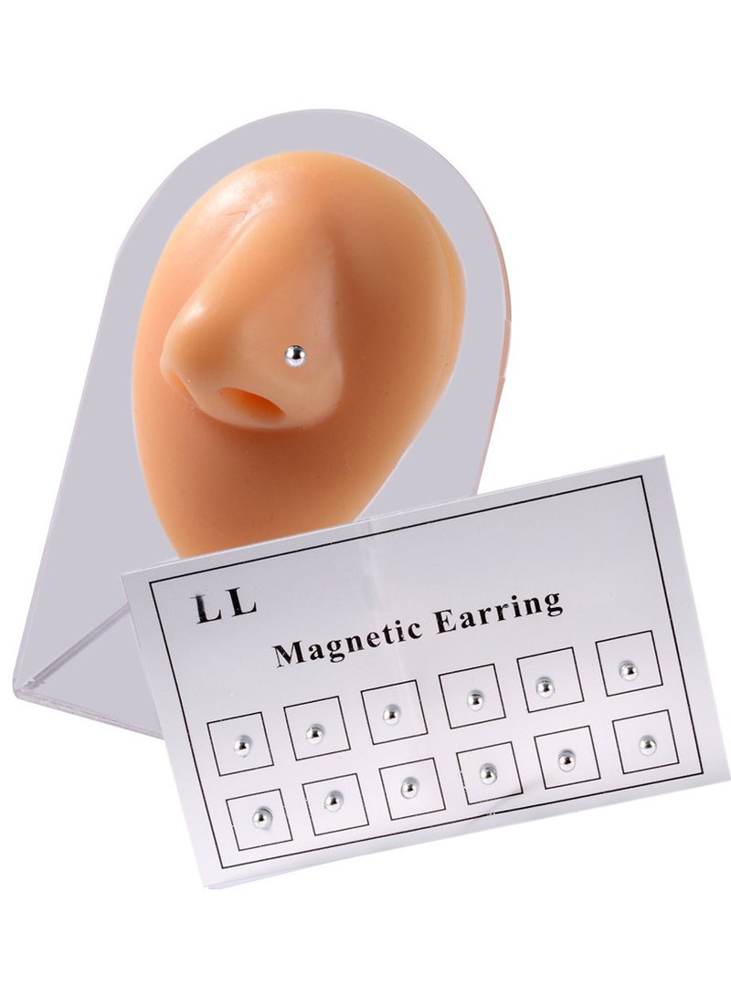 Zikra أقراط أنف مغناطيسية، أقراط كريستالية مغناطيسية، مشابك مغناطيسية للوجه، أقراط غير مثقوبة، مشابك حلقة أنف وشفاه، مجوهرات غير مثقوبة للنساء والرجال، 24 قطعة - Image 2