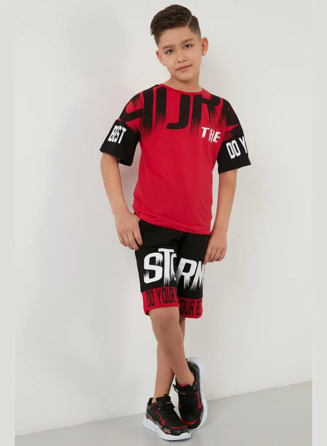 ليلا طقم قطن % مطبوع للبنين بخصر مطاطي