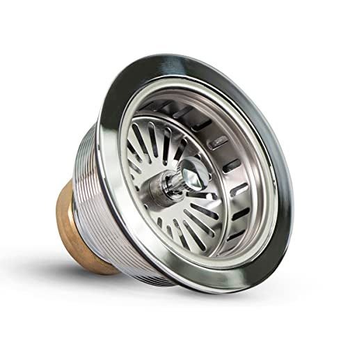 Highcraft Heavy Duty Kitchen Sink Drain Assembly 3-1/2 Inch Stainless Steel Strainer Basket & Stopper, Standard Sink Drain - Image 1