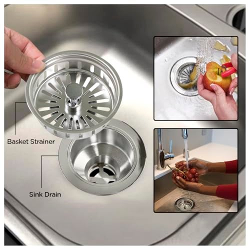 Highcraft Heavy Duty Kitchen Sink Drain Assembly 3-1/2 Inch Stainless Steel Strainer Basket & Stopper, Standard Sink Drain - Image 4