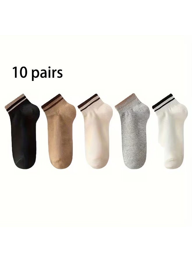 Zeemey Women's Simple Invisible Boat Socks 10 Pairs Set, Multi-Color Breathable Short Socks, Everyday Versatile, Prevents Slipping Down - Image 2