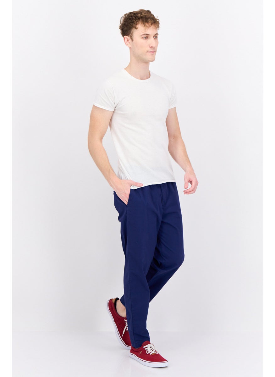 Gazzarrini Men Regular Fit Solid Chino Pants, Blue  - Image 4
