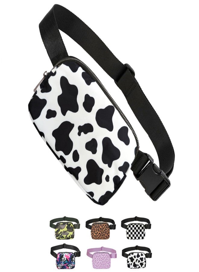 تاب كولكشنز حقيبة خصر صغيرة للجنسين من تاب كوليكشنز، مزودة بحزام قابل للتعديل، مثالية للتمارين الرياضية والجري والسفر والمشي لمسافات طويلة - بنقشة بقرة باللونين الأسود والأبيض - Image 1
