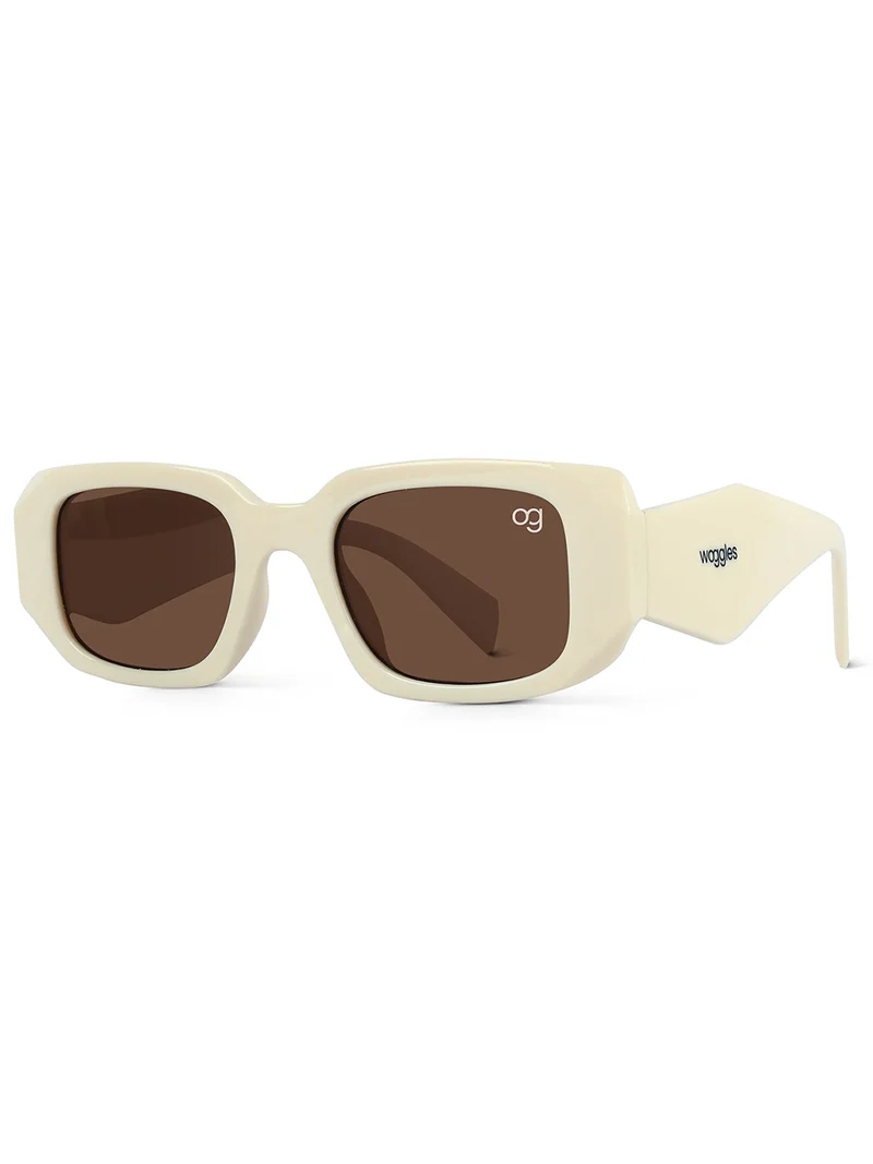 Woggles Stylish Cream Polarized Rectangle Kids Sunglasses
