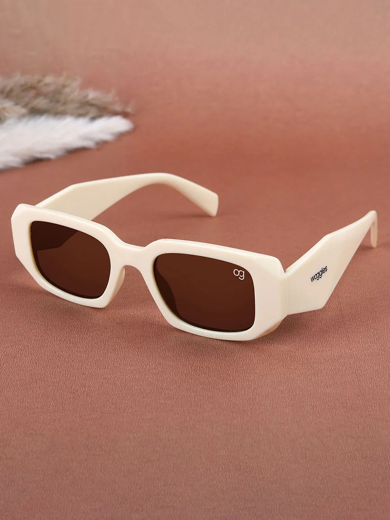 Woggles Stylish Cream Polarized Rectangle Kids Sunglasses