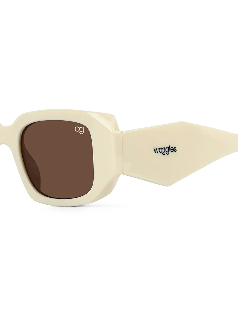 Woggles Stylish Cream Polarized Rectangle Kids Sunglasses