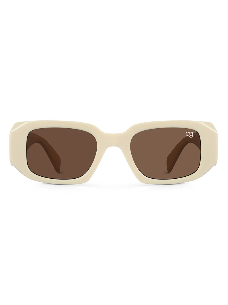 Woggles Stylish Cream Polarized Rectangle Kids Sunglasses