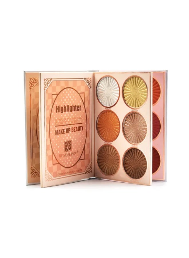 روز بيري مجموعة مكياج احترافية تتضمن ظلال العيون، والهايلايتر، وأحمر الخدود - Image 3