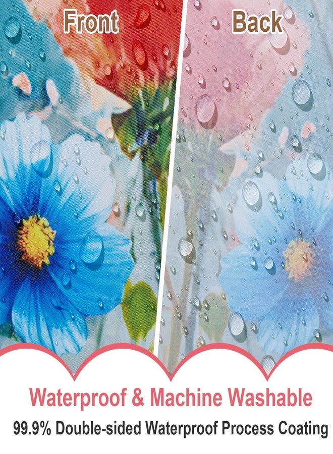 Baccessor Spring Summer Floral Shower Curtain Colorful Romantic Watercolor Wildflower Shower Curtain Polyester Fabric Bathroom Bath Home Decor Waterproof Weighted with Hooks 72 W x72 H Inch - Image 5