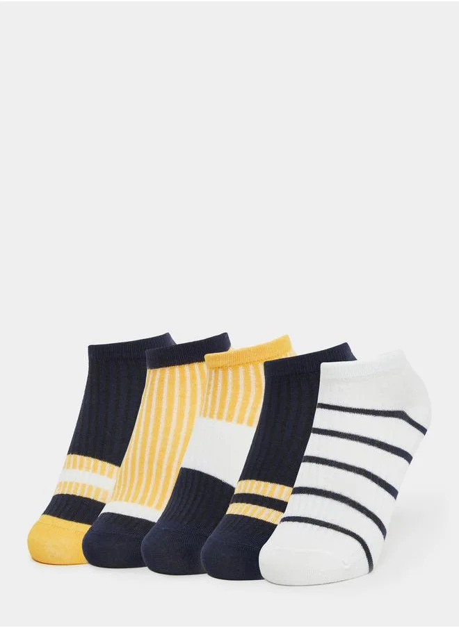 Styli Styli Set of 5 - Striped Ribbed Ankle Length Socks