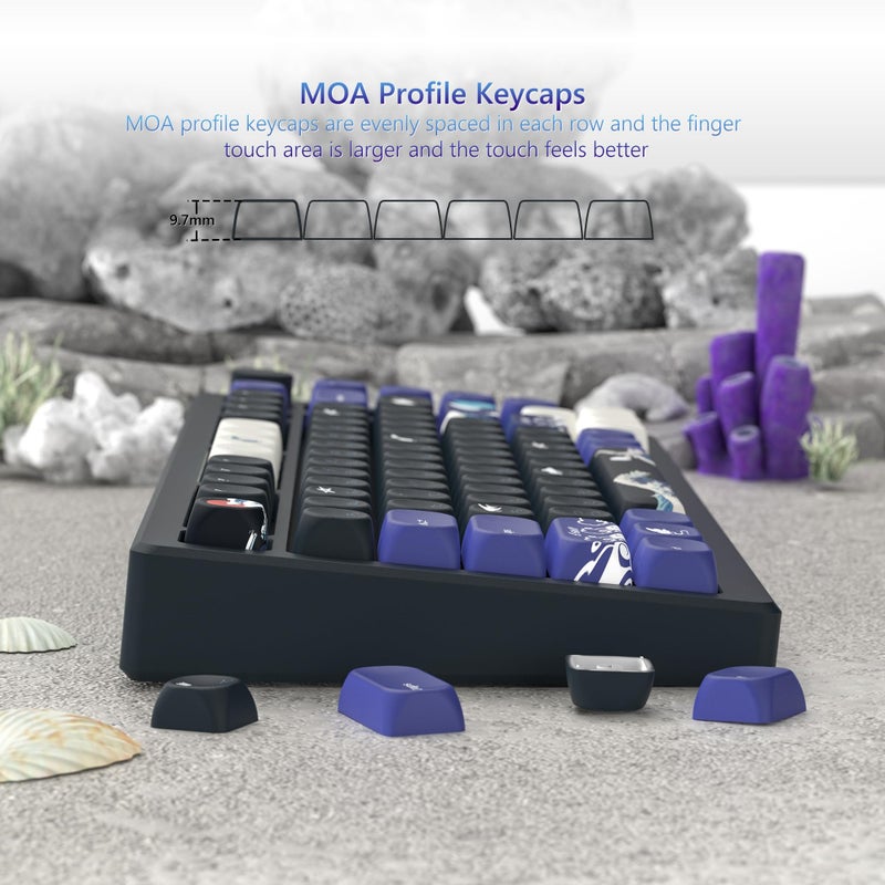 Womier PBT Black Keyboard Keycaps, Japanese MOA Keycaps for Mechanical Keyboard, Cute Custom Dye-Sublimation Key Cap for 60 65 75 100 Percent, Kanagawa - Image 5