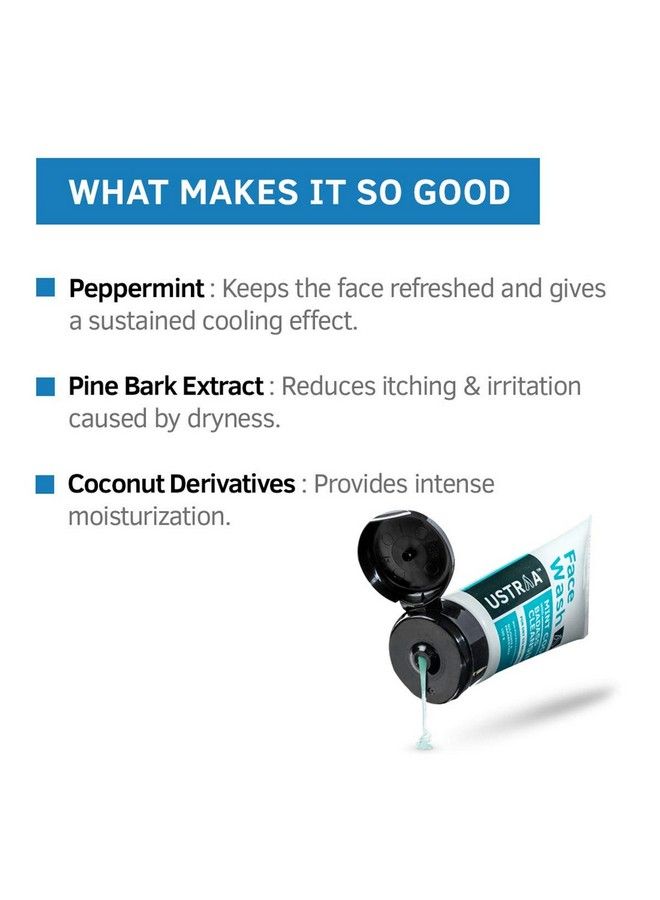 Ustraa غسول وجه للبشرة الجافة (نعناع بارد) 100 جرام - Image 5