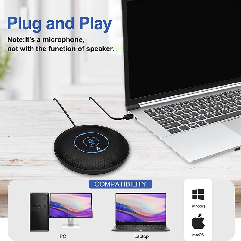 Audio Array AM-C5 USB Plug & Play Conference Mic for Mac OS & Windows | Conference, Recording, Skype, Online Class with Range Upto 5M | One Touch Mute Button & Light Indicator (NOT A Speaker) - Image 4