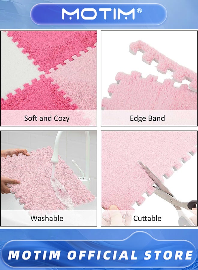 Motim 12PCS Soft EVA Foam Mats Shaggy Fluffy Tiles 30 * 30 * 1CM Rugs Protective Floor Tiles Exercise Play Mats for Home & Playroom Decoration - Image 5