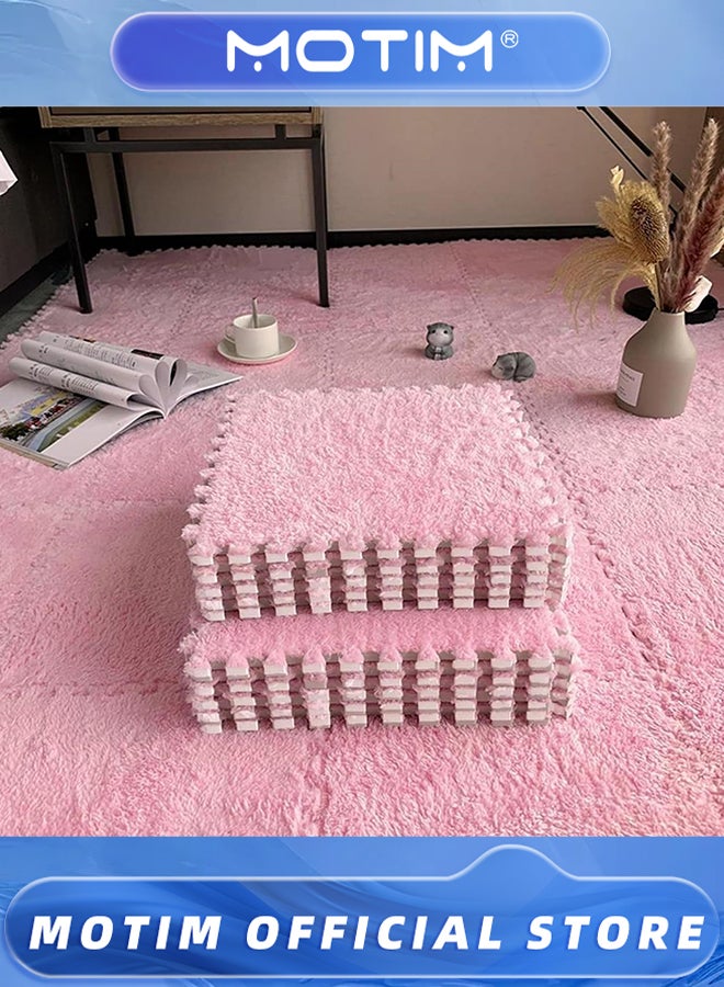 Motim 12PCS Soft EVA Foam Mats Shaggy Fluffy Tiles 30 * 30 * 1CM Rugs Protective Floor Tiles Exercise Play Mats for Home & Playroom Decoration - Image 2