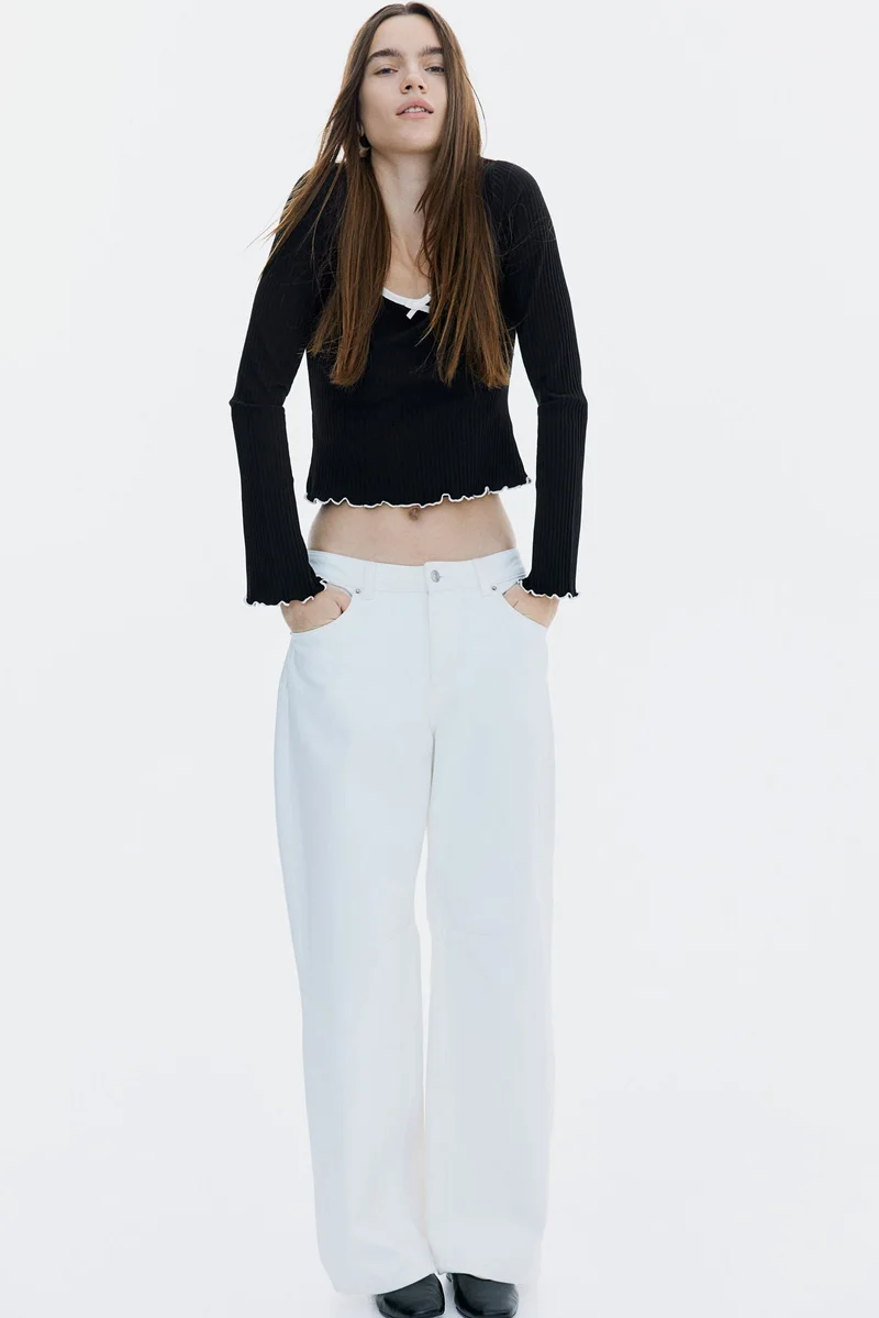 H&M Overlock-detail ribbed top