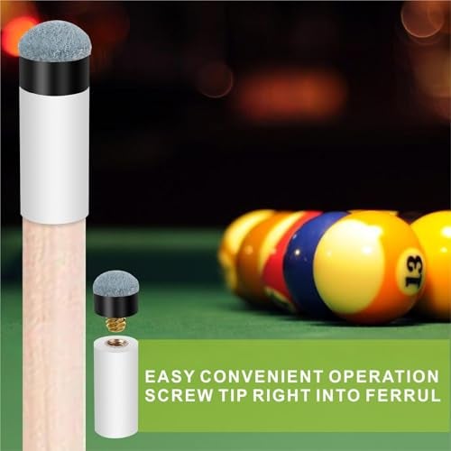 QEEGO 10 Sets Billiard Cues Tips Replacement with White Pool Cue Stick Ferrules, Billiard cues Tips, Screw On Pool Cue Tips Pool cue Tips Replacement kit, 12mm/13mm (Blue) - Image 3