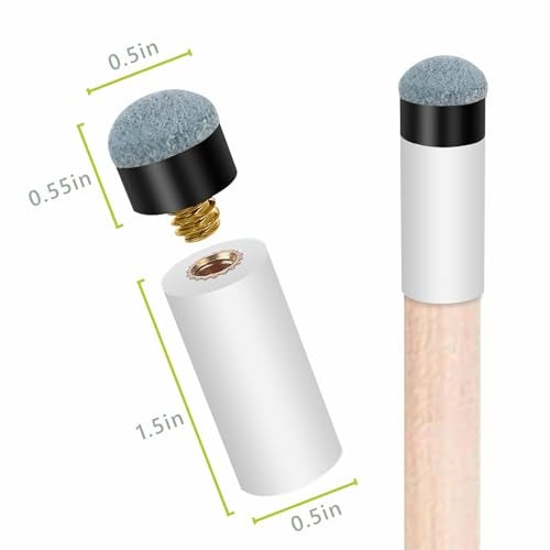 QEEGO 10 Sets Billiard Cues Tips Replacement with White Pool Cue Stick Ferrules, Billiard cues Tips, Screw On Pool Cue Tips Pool cue Tips Replacement kit, 12mm/13mm (Blue) - Image 2