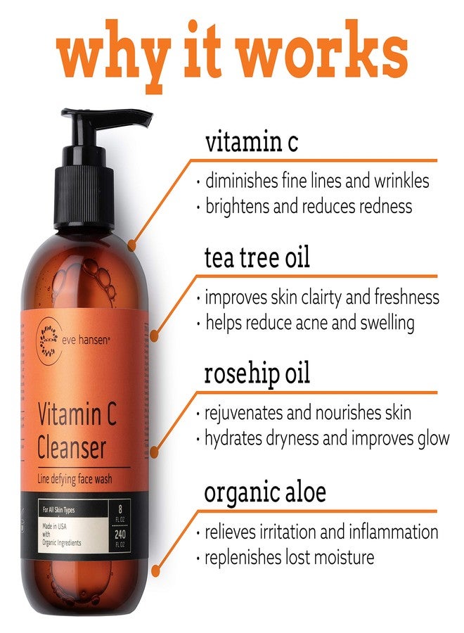 Eve Hansen Vitamin C Cleanser and Moisturizer Set | Natural Vit C Face Wash (8 oz) for a Deep Clean | 1X Brightening Moisturizer (4 oz) for All Skin Types - Image 4