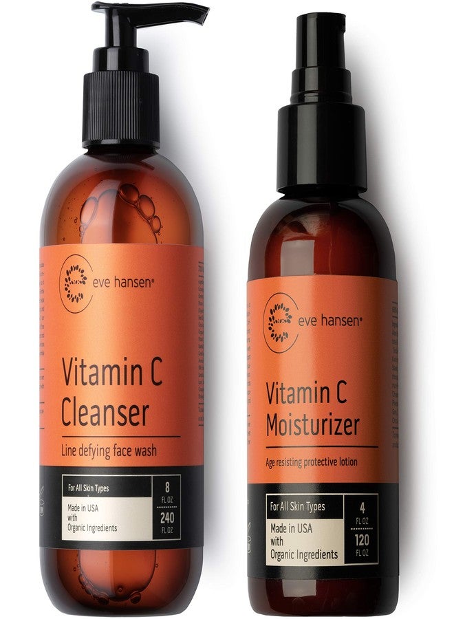 Eve Hansen Vitamin C Cleanser and Moisturizer Set | Natural Vit C Face Wash (8 oz) for a Deep Clean | 1X Brightening Moisturizer (4 oz) for All Skin Types - Image 1