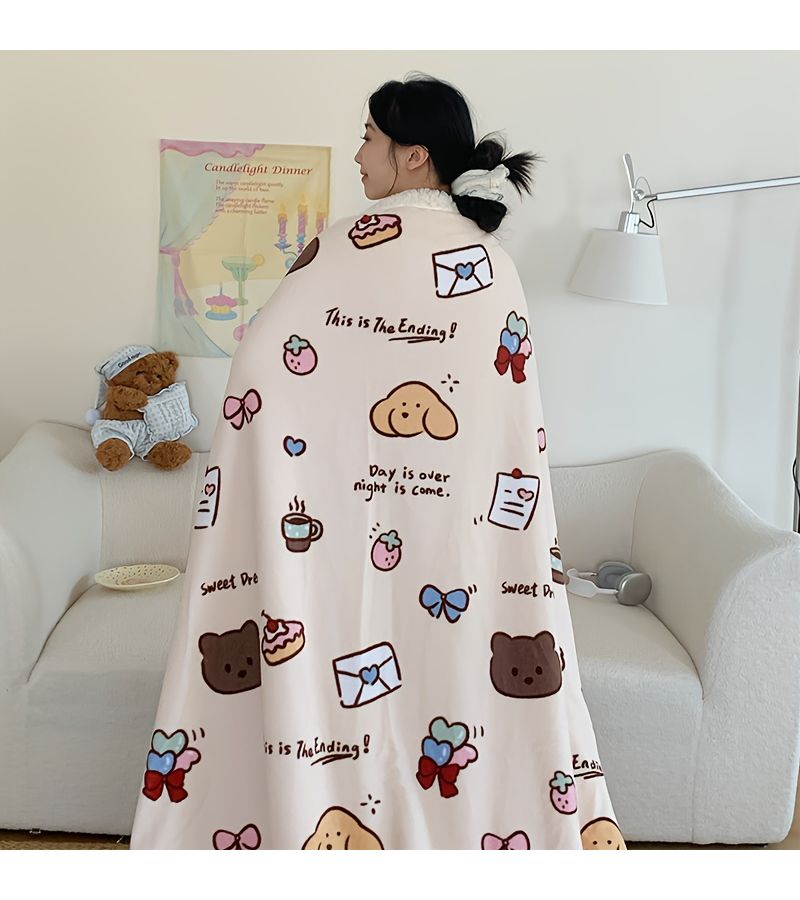 Envelope Bear Blanket Plush 59.06 78.74 Inch Thickened Soft Nap Blanket For Office Home Use - Image 4