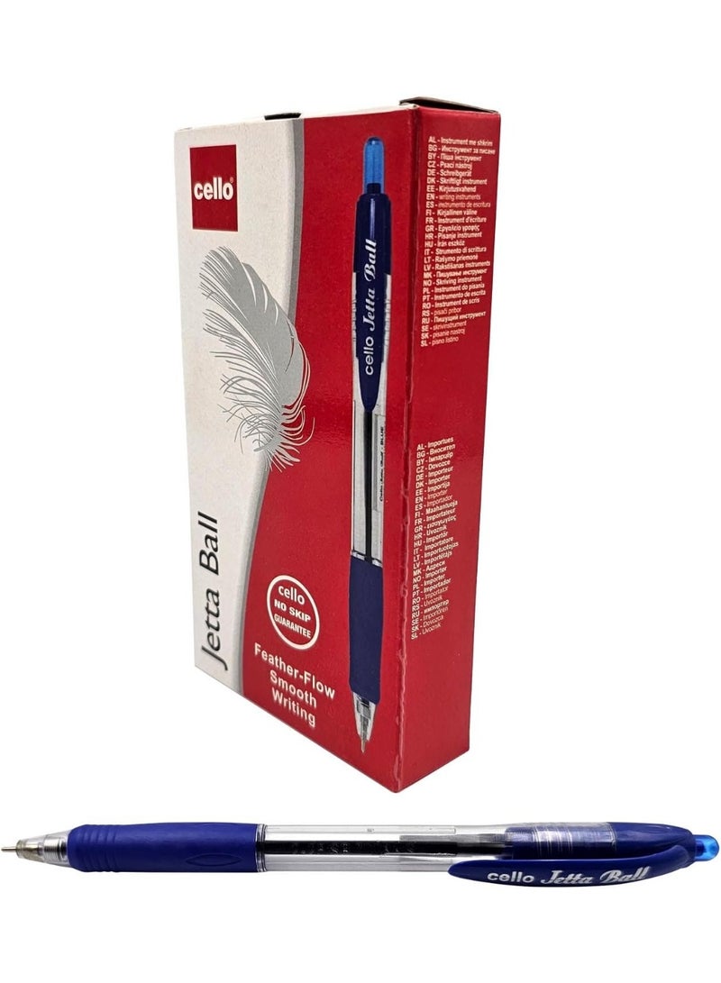 Cello 12-Piece Jetta Retractable Ballpoint Pen 0.7mm Blue Ink - Image 3