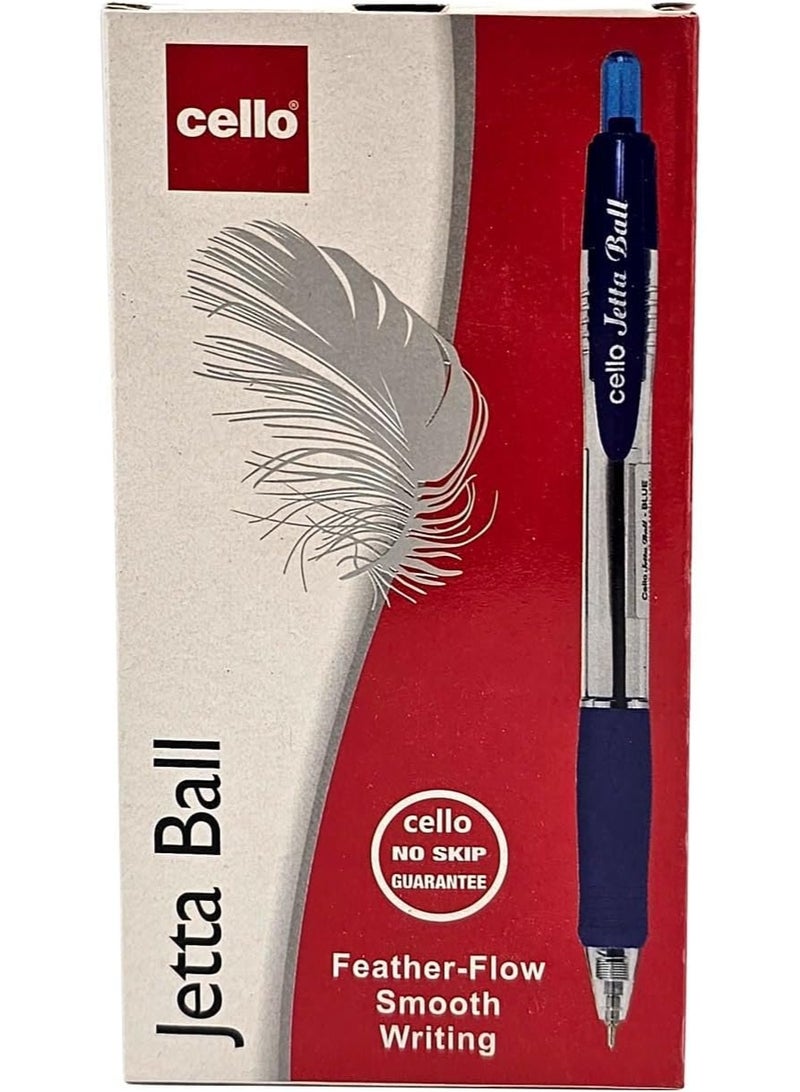 Cello 12-Piece Jetta Retractable Ballpoint Pen 0.7mm Blue Ink - Image 1