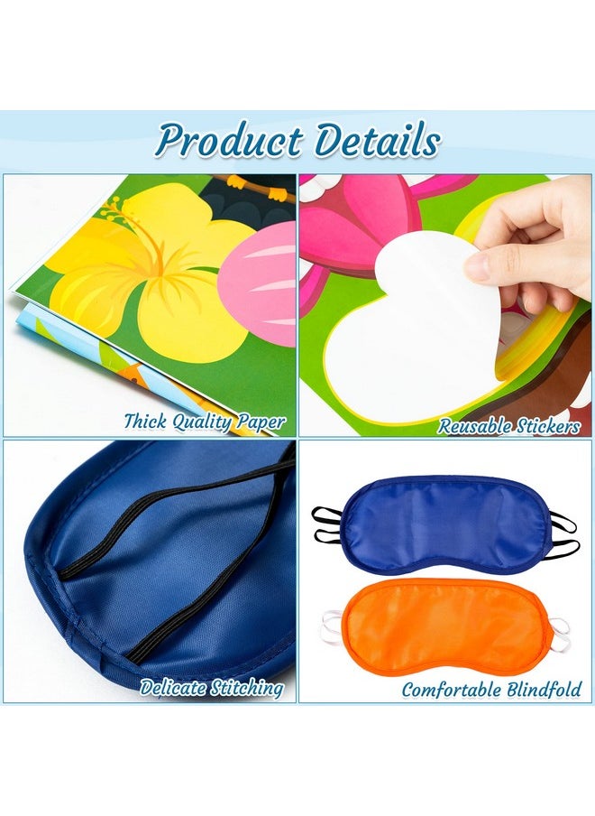 Aloha Tiki Party Stickers Game Aloha Tiki Poster With Blindfold Stickers Pin The Mouth Game For Hawaiian Luau Party Supplies Summer Tropical Party Favor Carnival Jungle Hibiscus Party Decor
