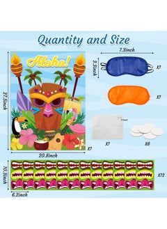 CY2SIDE Aloha Tiki Party Stickers Game Aloha Tiki Poster With Blindfold Stickers Pin The Mouth Game For Hawaiian Luau Party Supplies Summer Tropical Party Favor Carnival Jungle Hibiscus Party Decor  - Image 3