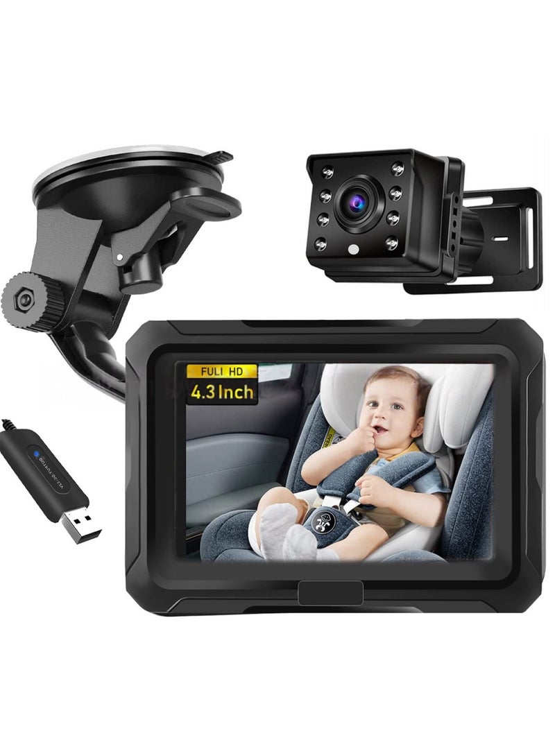 EzzySo كاميرا سيارة للأطفال 1080P HD شاشة عرض خلفية 4.3 بوصة مع زاوية واسعة 150° ورؤية ليلية سهلة التركيب في 5 دقائق للمقعد الخلفي للسيارة مثالية للأطفال والحيوانات الأليفة - Image 1