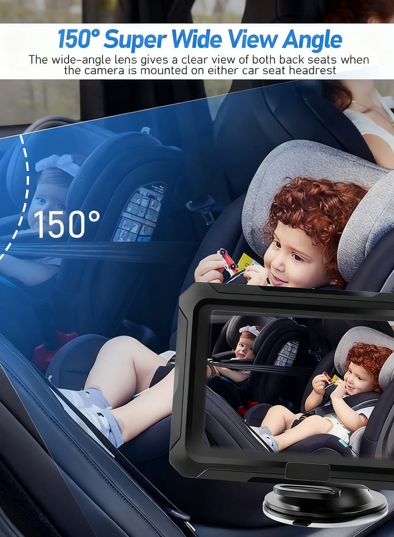 EzzySo كاميرا سيارة للأطفال 1080P HD شاشة عرض خلفية 4.3 بوصة مع زاوية واسعة 150° ورؤية ليلية سهلة التركيب في 5 دقائق للمقعد الخلفي للسيارة مثالية للأطفال والحيوانات الأليفة - Image 3
