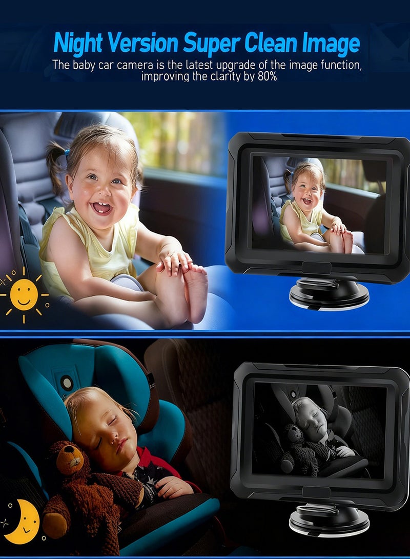 EzzySo كاميرا سيارة للأطفال 1080P HD شاشة عرض خلفية 4.3 بوصة مع زاوية واسعة 150° ورؤية ليلية سهلة التركيب في 5 دقائق للمقعد الخلفي للسيارة مثالية للأطفال والحيوانات الأليفة - Image 4