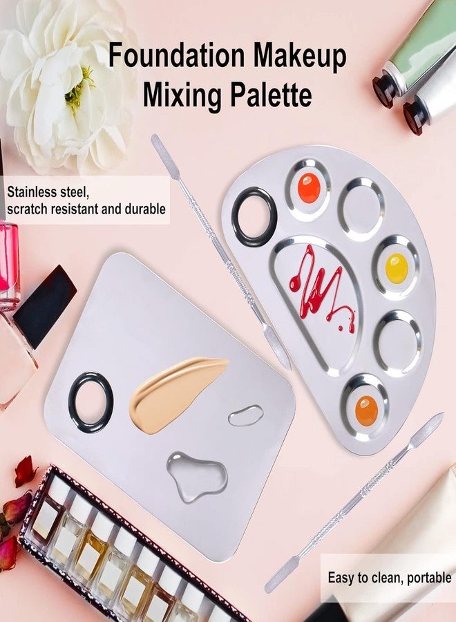 Getmecraft Professional Stainless Steel Makeup Palette Cosmetic Palette with Spatula Tool for Nail Art Eye Shadow Eyelash Makeup Professional Pigment Blending - Image 5