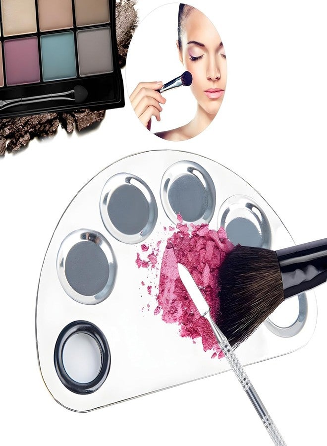 Getmecraft Professional Stainless Steel Makeup Palette Cosmetic Palette with Spatula Tool for Nail Art Eye Shadow Eyelash Makeup Professional Pigment Blending - Image 3